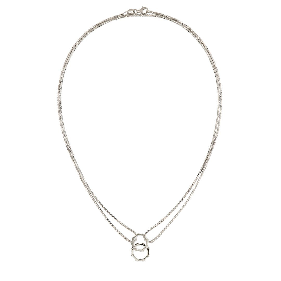 Collana versatile con catena veneziana light e due mini ingranaggi argento