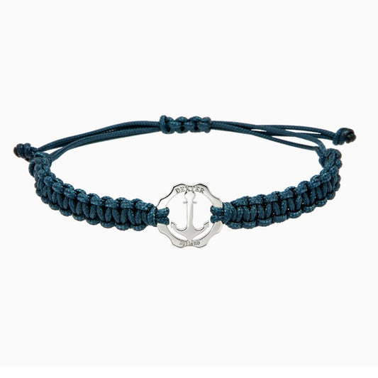 Bracciale ancora filo nautico blu petrolio argento