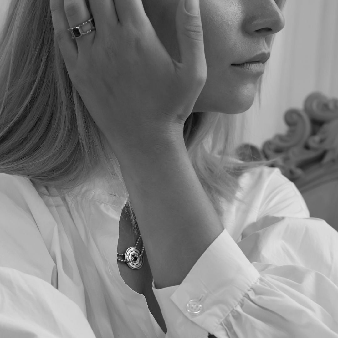 Collana lunga militare con moneta dell'amore Gear People argento al platino