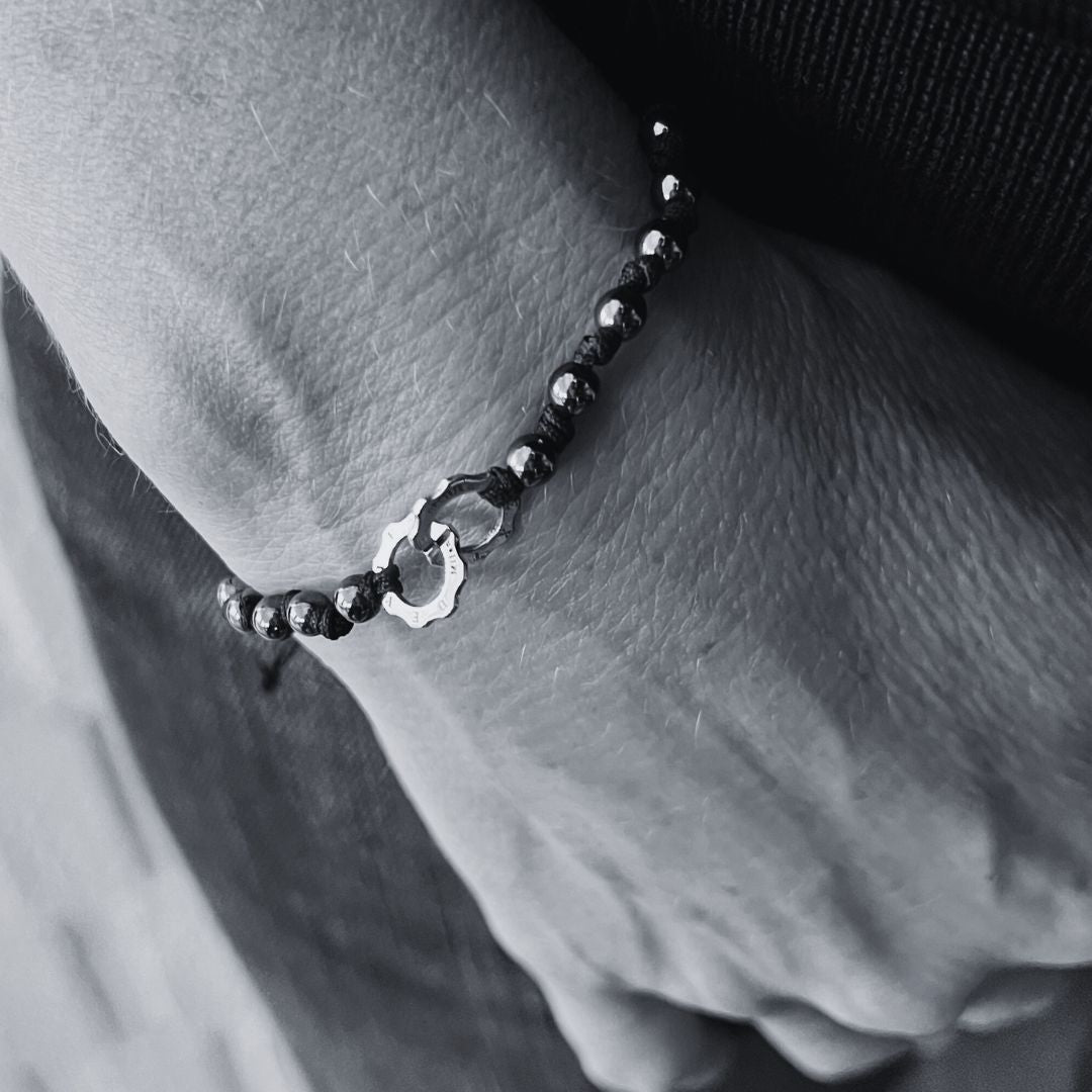 Hematite bracelet two micro worn