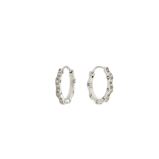 Orecchini mini classici cerchietto in argento rodiato con zirconi bianchi