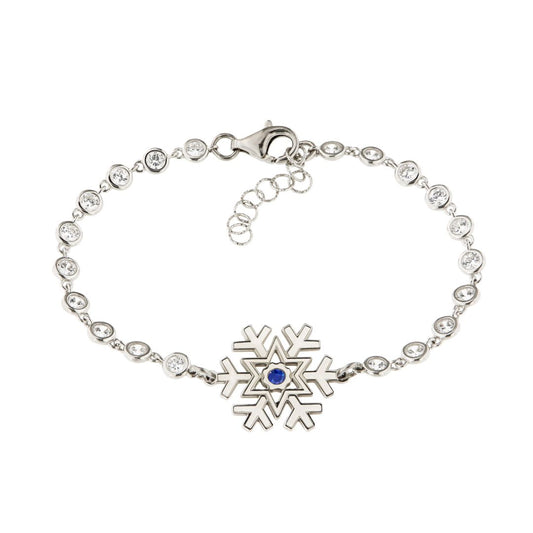 Bracciale argento cristallo di neve e punto luce blu
