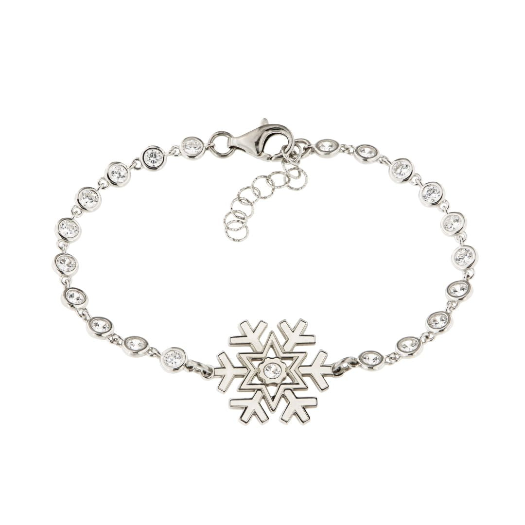 Bracciale argento cristallo di neve e punto luce bianco