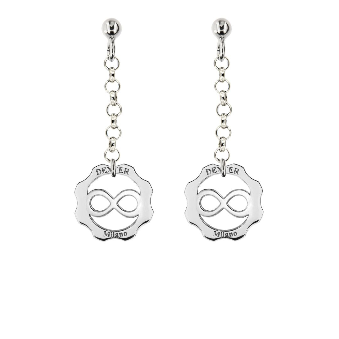 Orecchini infinito argento pendente