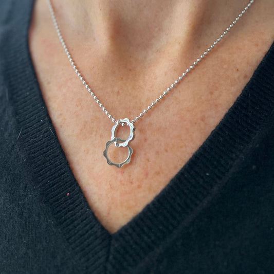 Collana militare girocollo con due mini ingranaggi argento