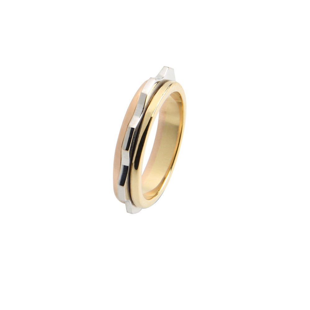 Anello Fede Ingranaggio Tre Ori
