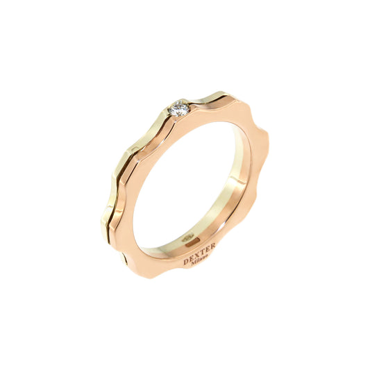 Two on Fire ring: rose gold, yellow gold and diamond