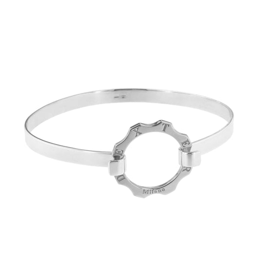 Bracciale fascia con ingranaggio slim argento al platino