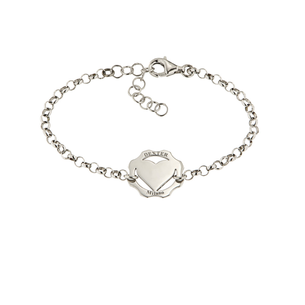 Bracciale simbolo amore con cuore e catena in argento al platino