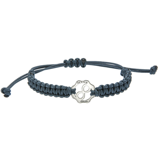 Bracciale amore infinito argento al platino e filo nautico blu petrolio