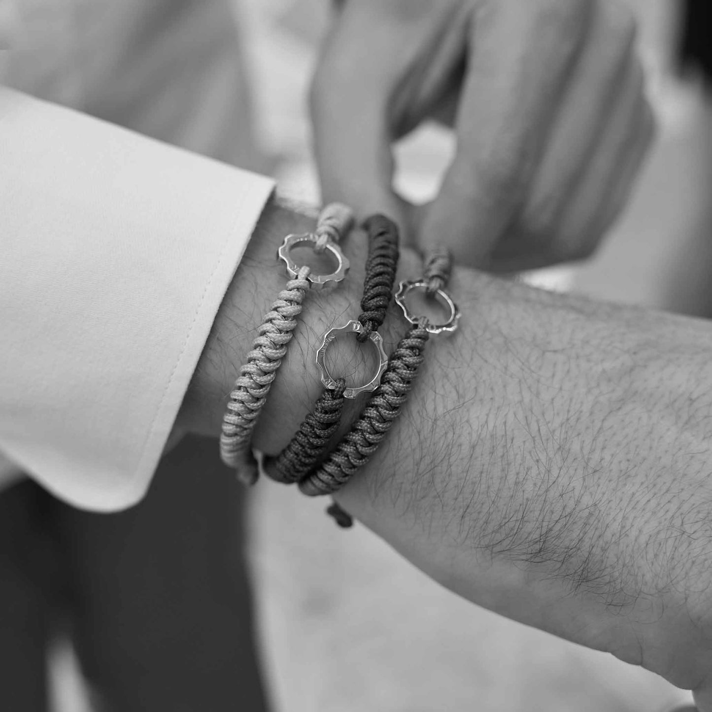 Bracciale Mini ingranaggio argento al platino e filo nautico