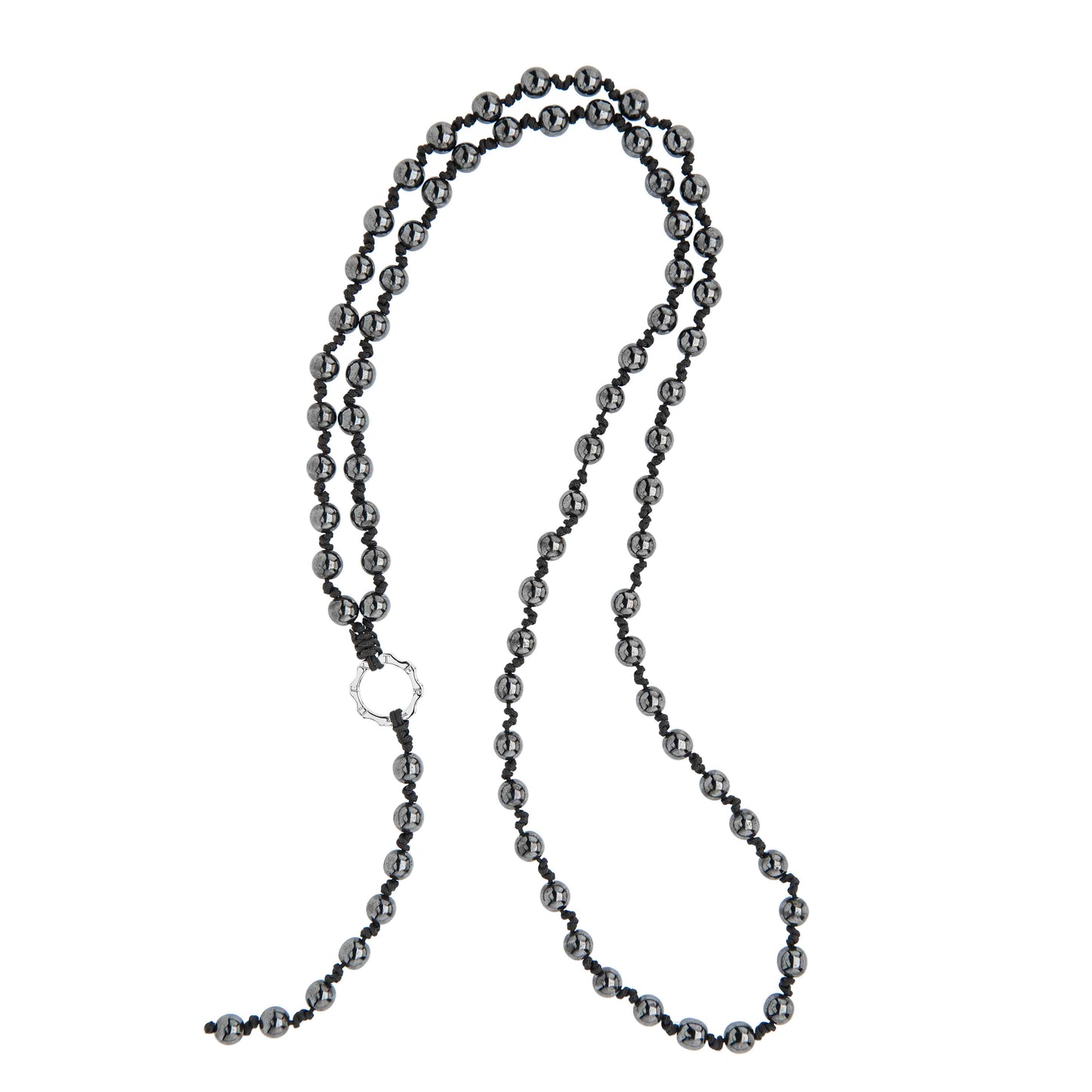 Collana rosario ematite e oro bianco