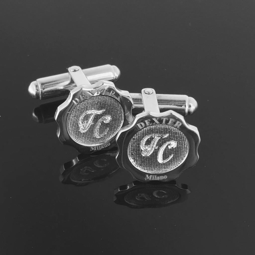 Gemelli argento al platino, personalizza con incisione iniziali!