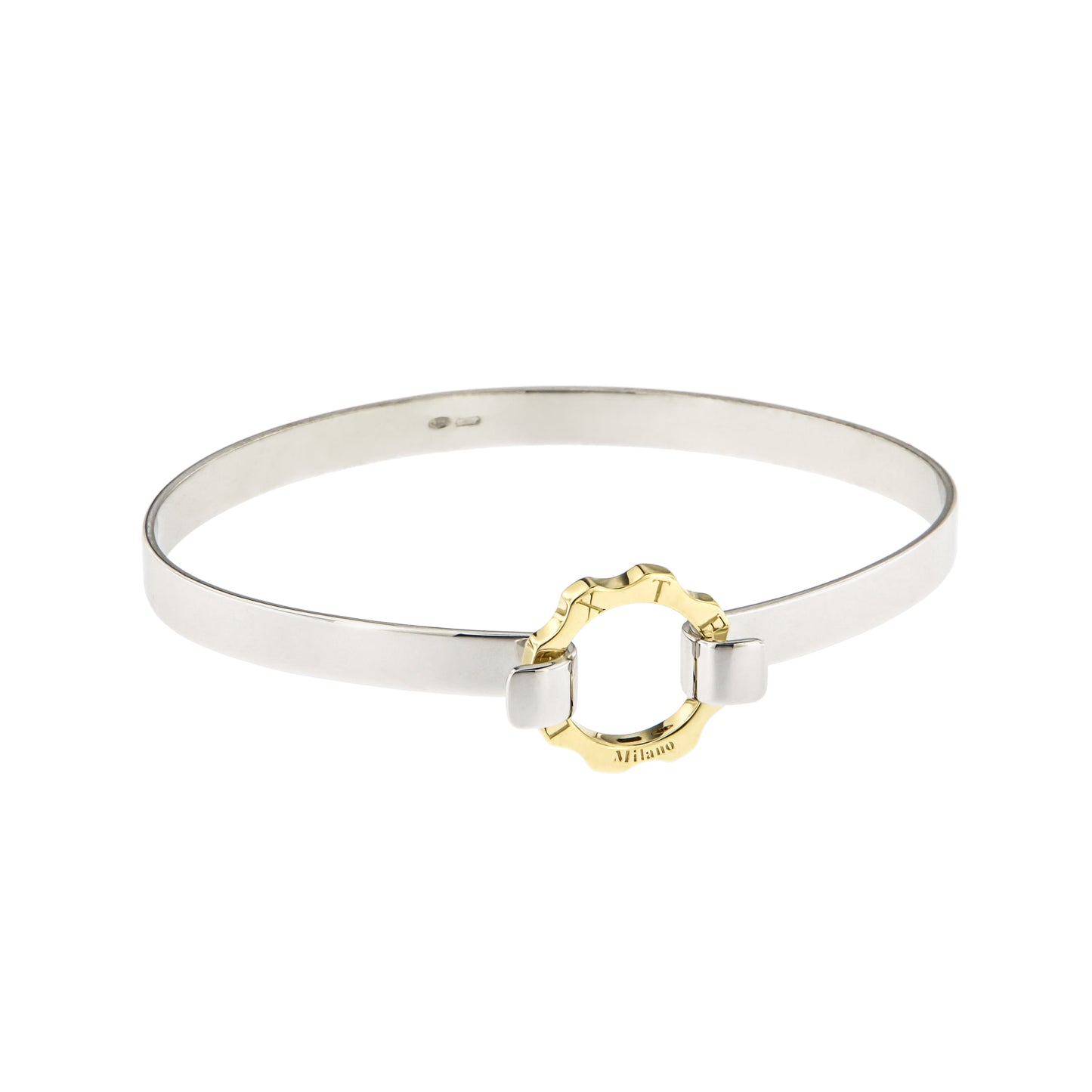 Bracciale fascia con mini ingranaggio oro