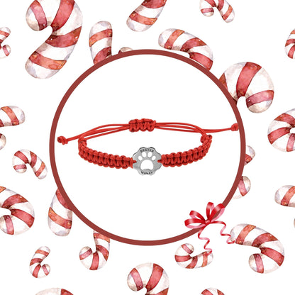 Bracciale zampa argento e filo nautico rosso