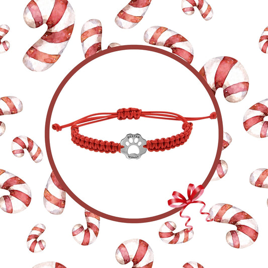 Bracciale zampa argento e filo nautico rosso
