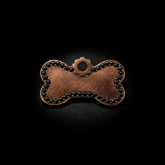 Medaglietta Pet artigianale bronzo rosso e zirconi nero