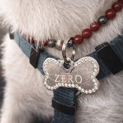 Medaglietta Pet artigianale  bronzo rosso zirconi bianchi