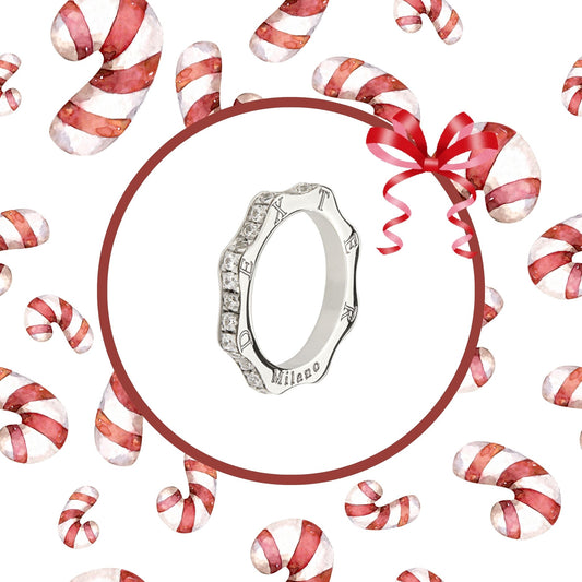 Anello tennis argento al platino e zirconi bianchi