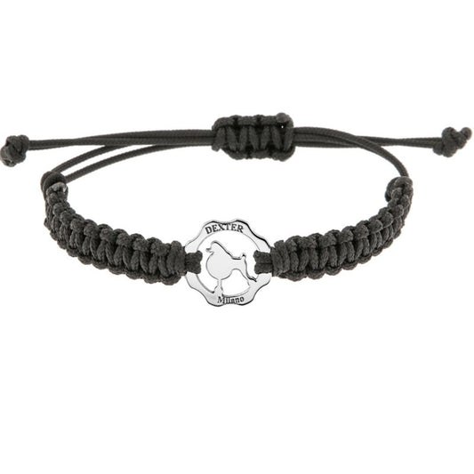 Bracciale barboncino argento e filo nautico