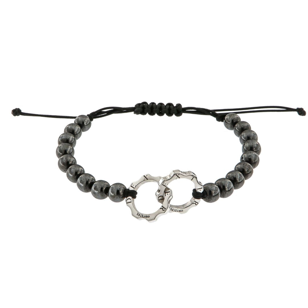 Bracciale due mini con pietra naturale ematite