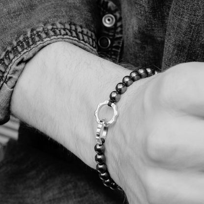 Bracciale due mini con pietra naturale ematite