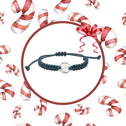 Bracciale amore infinito argento al platino e filo nautico blu petrolio