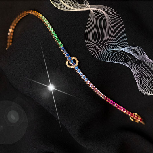 Bracciale tennis con zaffini rainbow