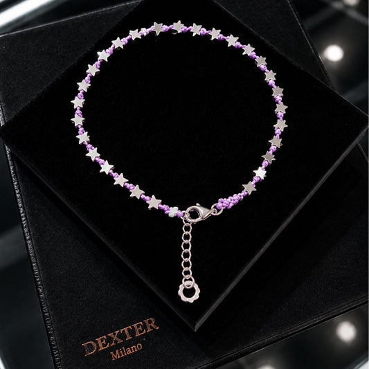 Cavigliera con pietra ematite a stella filo nautico Lilla