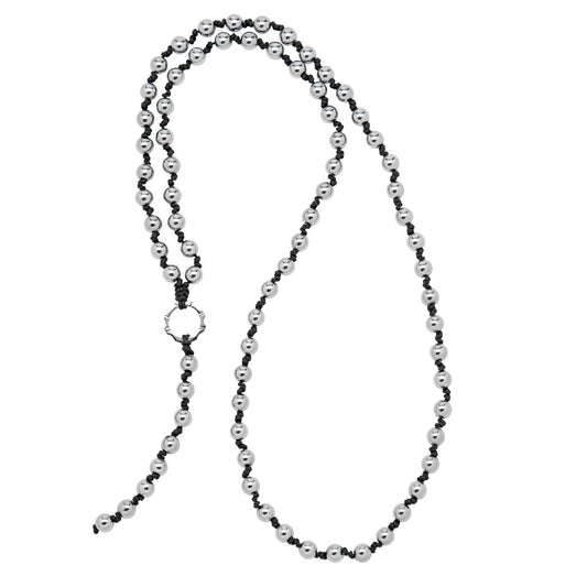 Silver hematite rosary necklace