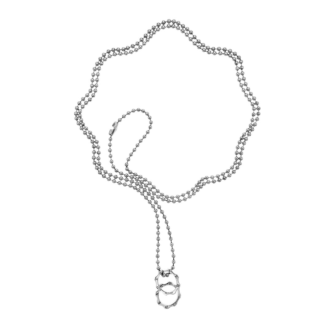 Collana militare lunga con due mini ingranaggi argento