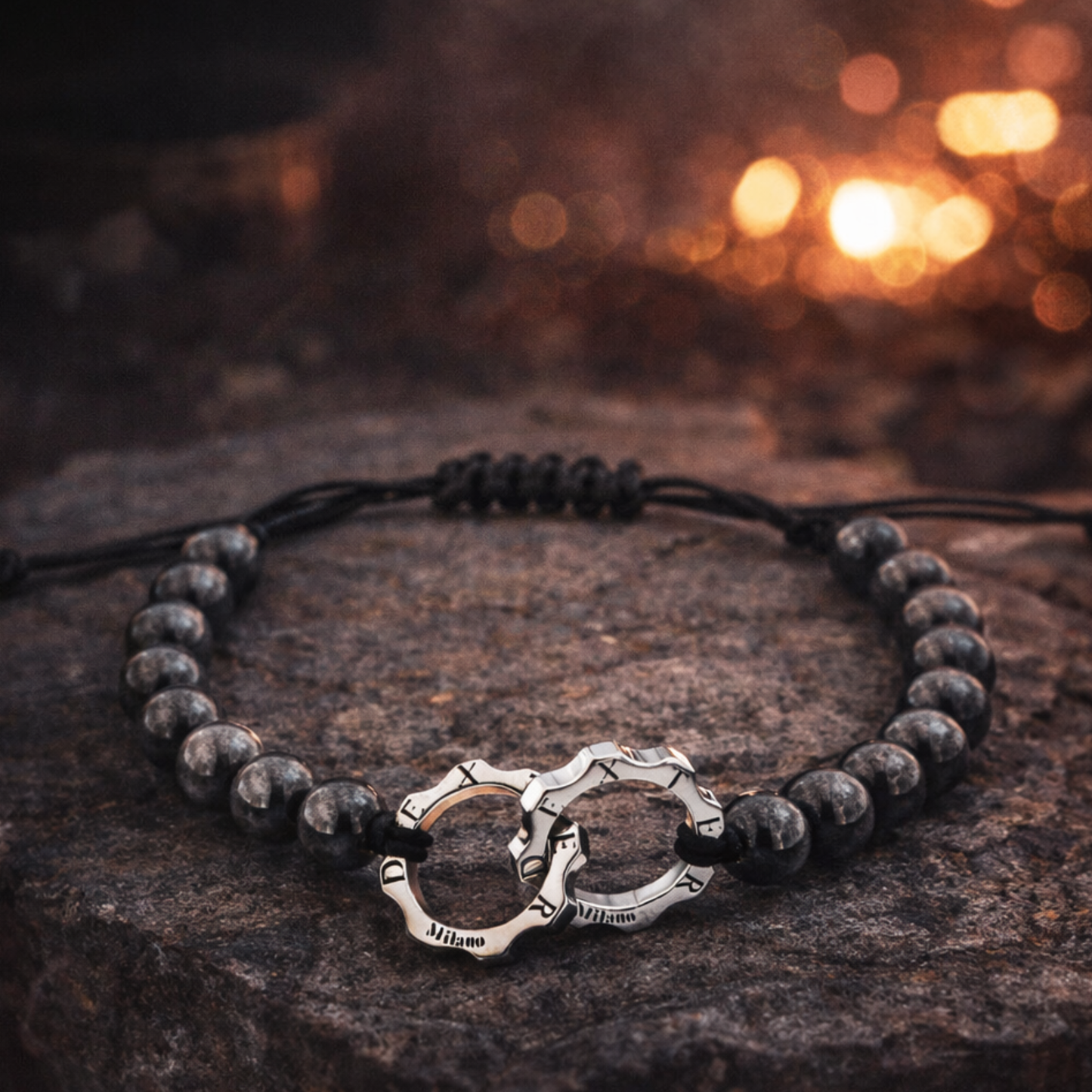 Bracciale due mini con pietra naturale ematite