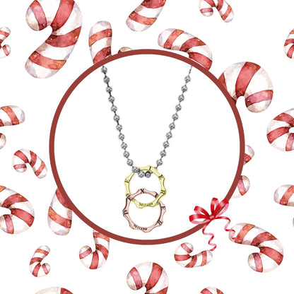 Collana militare lunga DUE mini ingranaggi oro bicolore