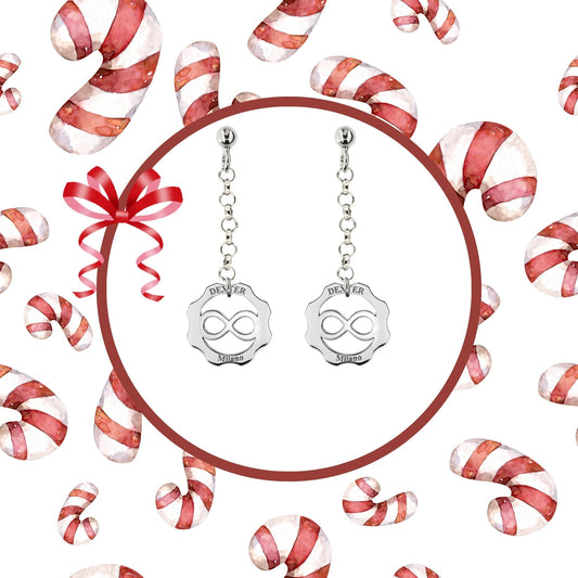 Orecchino pendente amore simbolo infinito argento