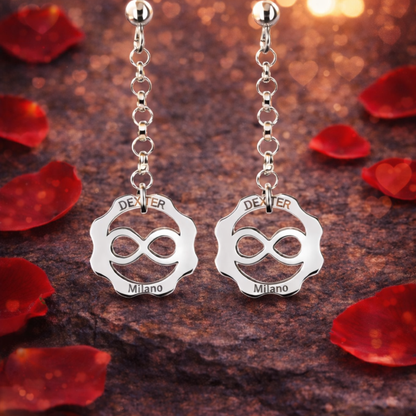 Orecchino pendente amore simbolo infinito argento