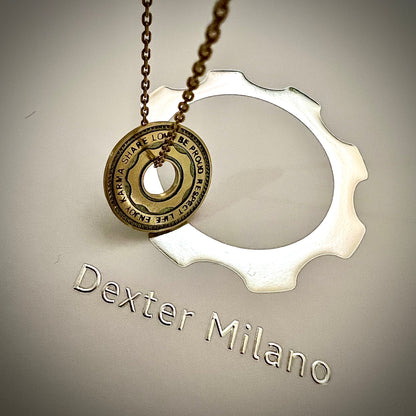 Yellow gold necklace with love coin